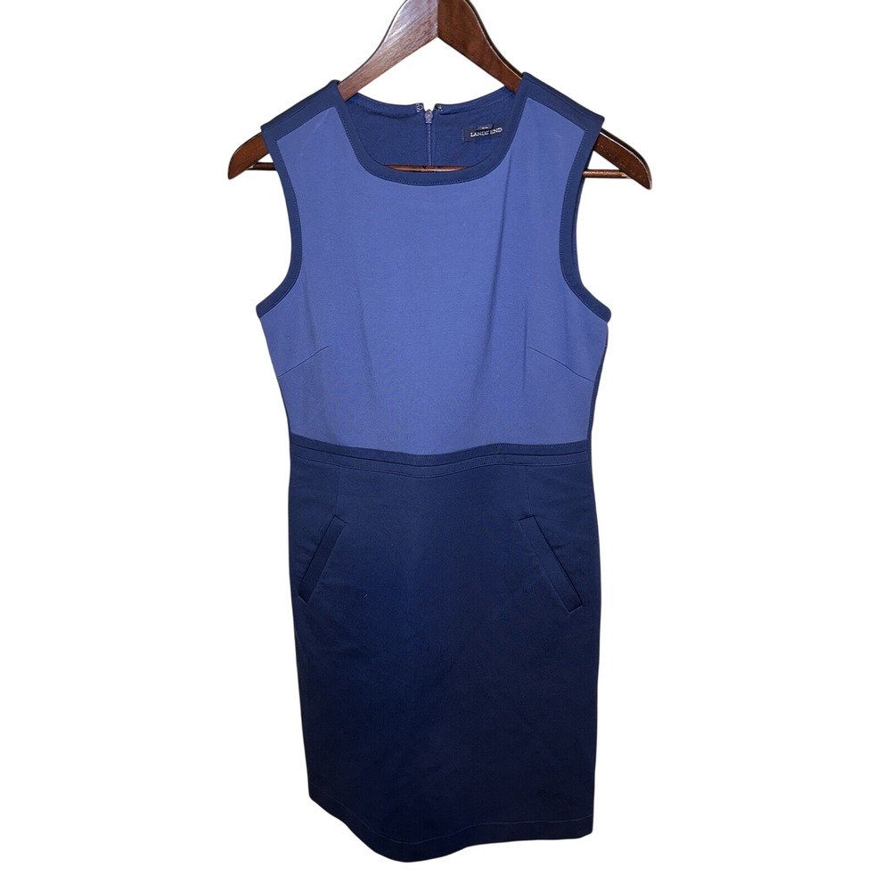 Lands' End Dress Blue Sleeveless Pointe Sheath Round Neck Size 6p